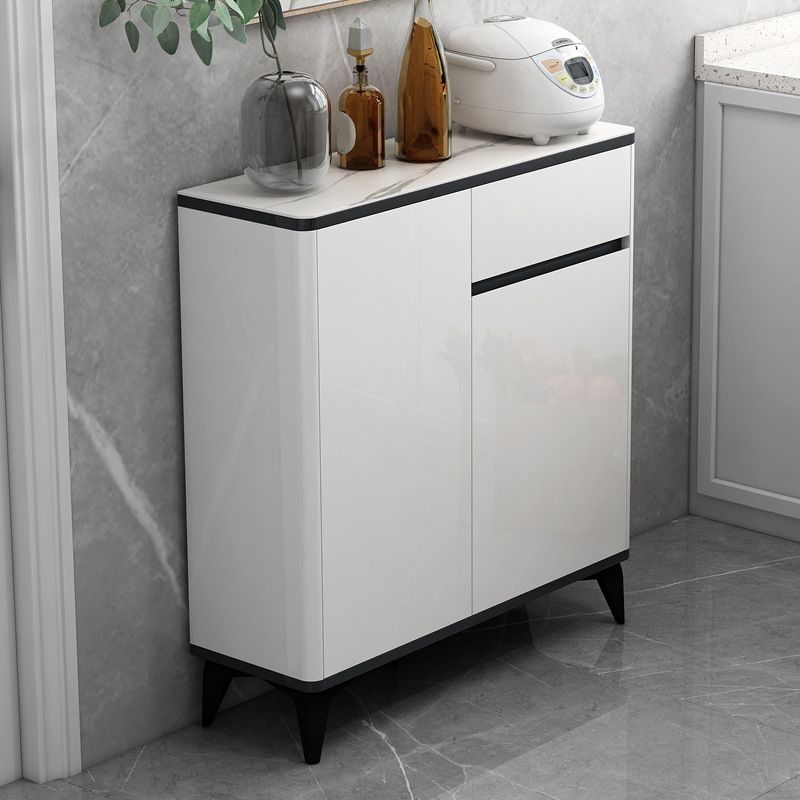 Cena in vetro Sideboard Sideboard White Mirroring Board con gambe metalliche