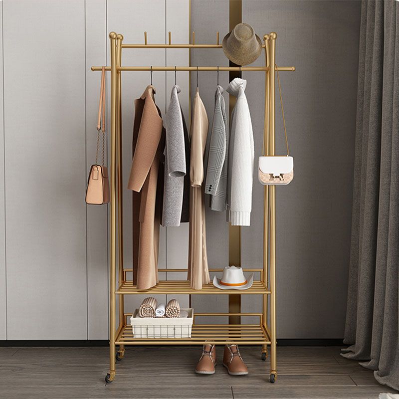 Modern Style Coat Rack Metallic Hooks Design Free Standing Coat Rack with Shelves Clearhalo 'Entry & Mudroom Furniture' 'furn' 'furn_hall_tree_coat_racks' 'Furniture' 'Hall Trees & Coat Racks' 'hall_tree_coat_racks' 1200x1200_3a567fc7-7a86-4db8-a1c8-29a7c75f81a6