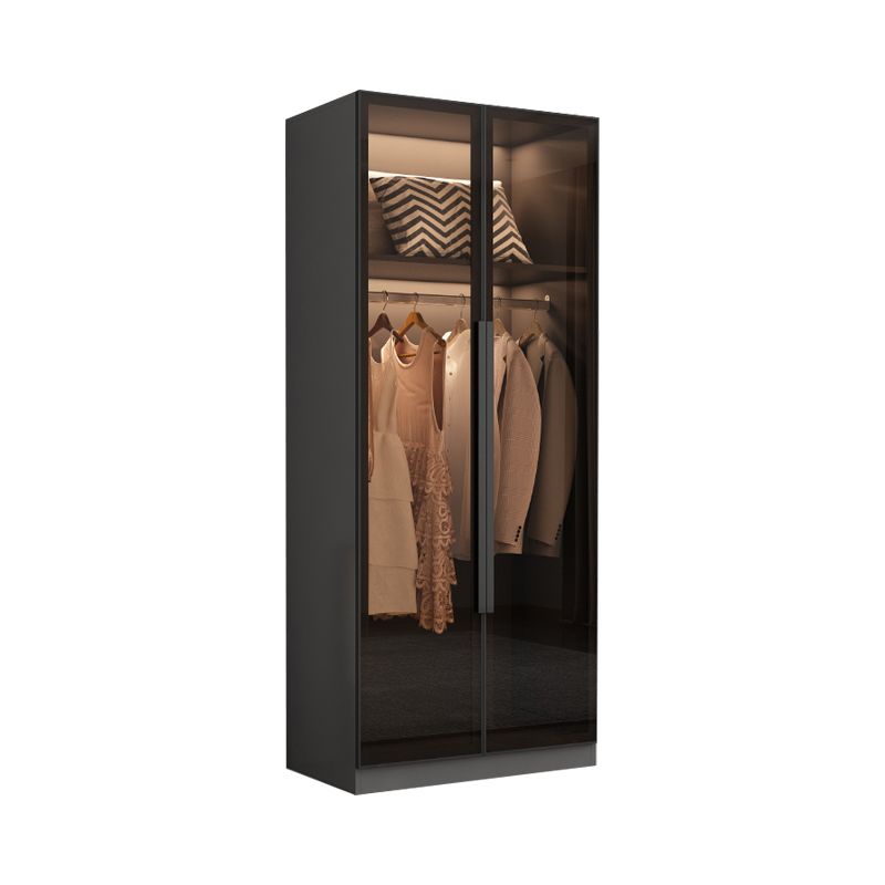 Freestanding Grey Wood Frame Wardrobe Modern Multifunctional Wardrobe with Glass Doors Clearhalo 'Armoires & Wardrobes' 'armoires_wardrobes' 'Bedroom Furniture' 'furn' 'furn_armoires_wardrobes' 'Furniture' 1200x1200_3a56e437-6a9a-4d8d-9fbd-6e689d3940aa