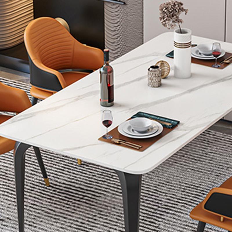 Black Iron 4 Legs Dining Site Table Industrial Stone Top Rectangle Dining Table Clearhalo 'Dining Tables & Seating' 'Dining Tables' 'dining_table' 'furn' 'furn_dining_table' 'Furniture' 'furniture_dining_table' 'Kitchen & Dining Furniture' 1200x1200_3a572617-6359-4f50-9e7e-e04431367862