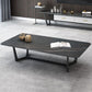 Glam Style Rectangular Slate with Trestle Base Black Foot Coffee Table