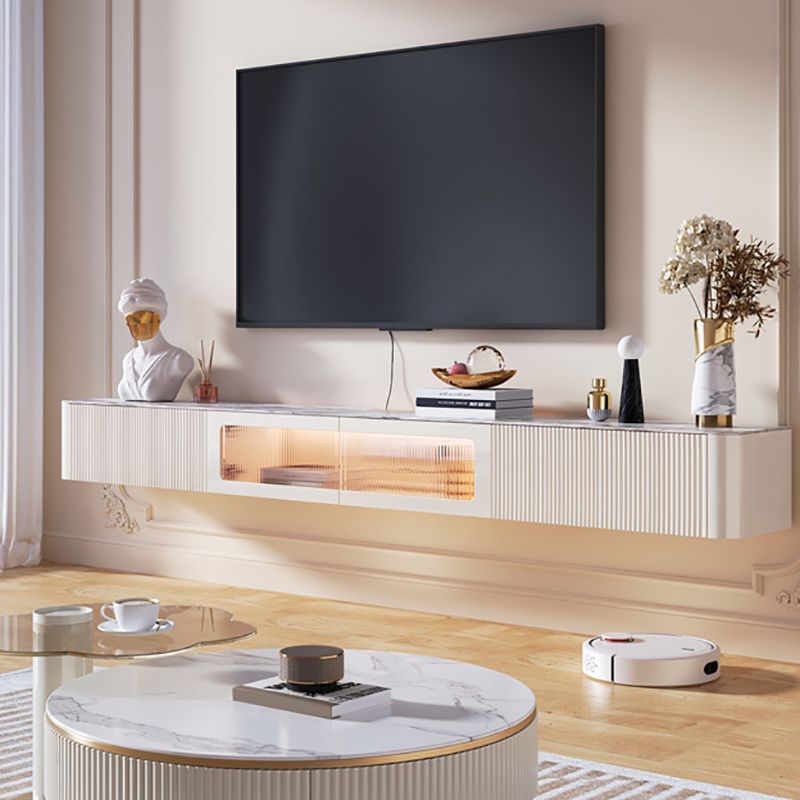 Wandmontierte TV-Ständer Holz geschlossener Speichermedienkonsole mit Glastür, 12 "D x 9" h