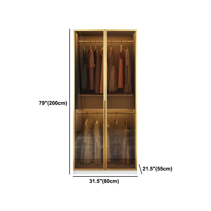 Modern Style Glass Wardrobe Bedroom Wardrobe Closet with Drawer Clearhalo 'Armoires & Wardrobes' 'armoires_wardrobes' 'Bedroom Furniture' 'furn' 'furn_armoires_wardrobes' 'Furniture' 1200x1200_3a5ba606-7ea7-4253-8446-9649478f9e08
