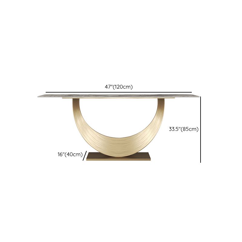 Glam Rectangle Console Table Golden Stone Console Sofa Table for Hall