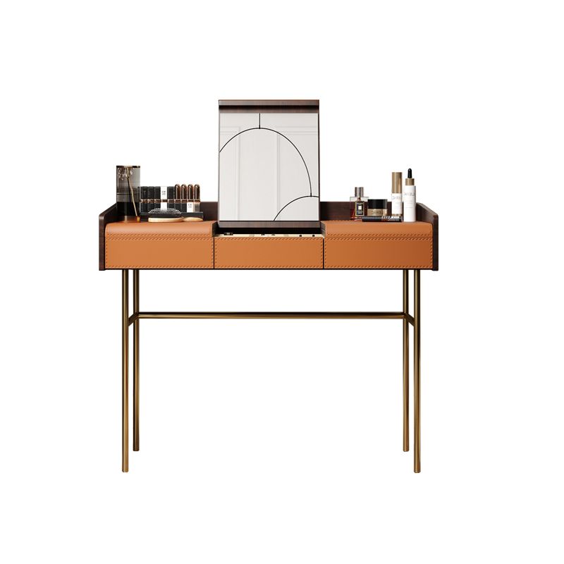 Glam vanità set in pelle top-top con vanità per trucco per camera da letto a specchio a specchio del cassetto