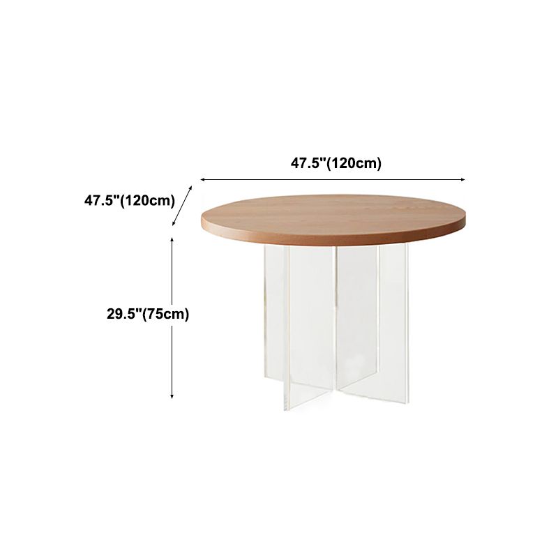 Pine and Acrylic Round Dining Table Modern Natural Dinner Table Kitchen Home Clearhalo 'Dining Tables & Seating' 'Dining Tables' 'dining_table' 'furn' 'furn_dining_table' 'Furniture' 'furniture_dining_table' 'Kitchen & Dining Furniture' 'kitchen' 'kitchen_dining_table' 1200x1200_3a5f9791-1e40-46f3-9781-26605f1b248b