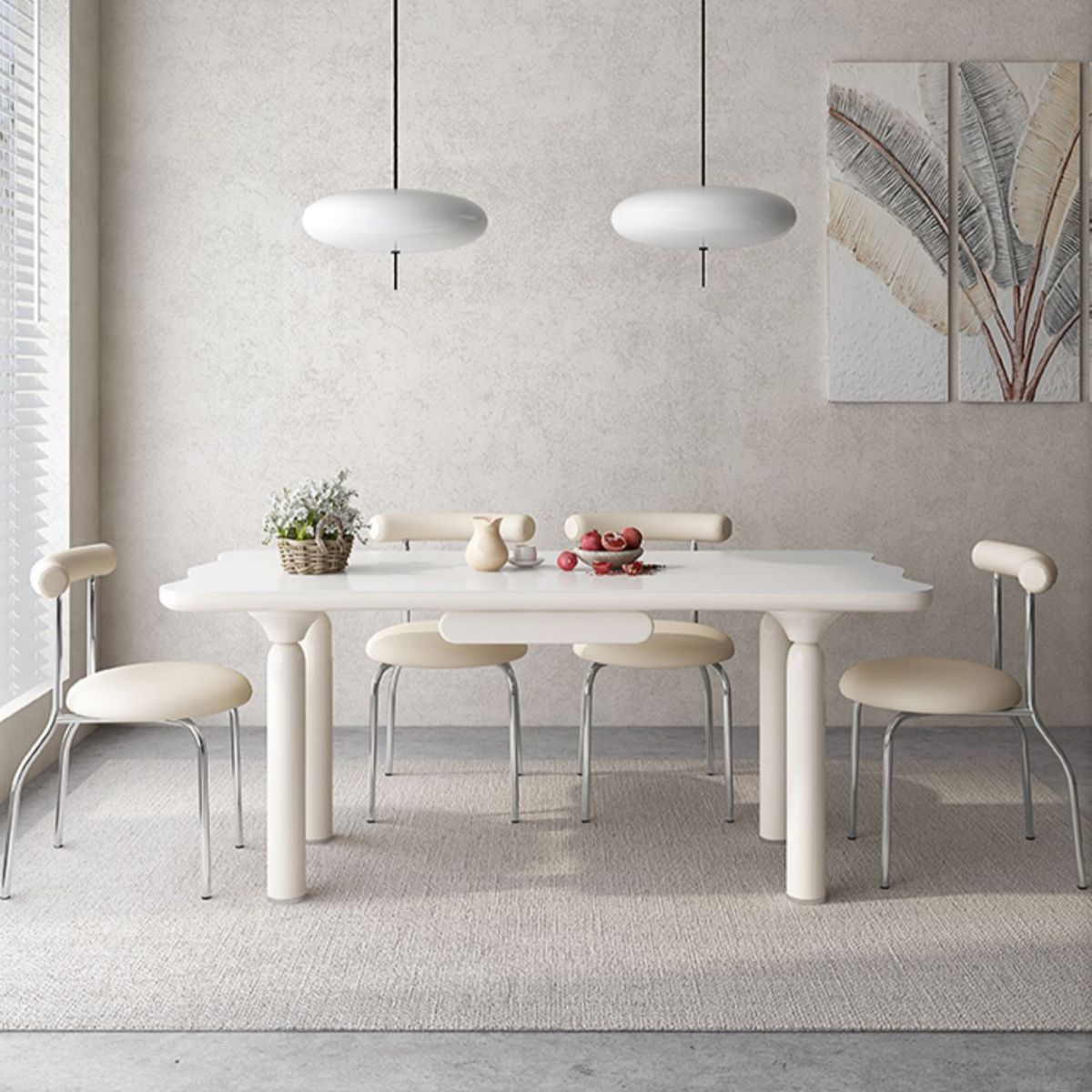 White Rectangle Dining Table Stone and Solid Wood Dining Table with 4 Legs Clearhalo 'Dining Tables & Seating' 'Dining Tables' 'dining_table' 'furn' 'furn_dining_table' 'Furniture' 'Kitchen & Dining Furniture' 1200x1200_3a619892-2192-4a7a-aa9f-a074c8d2eefa