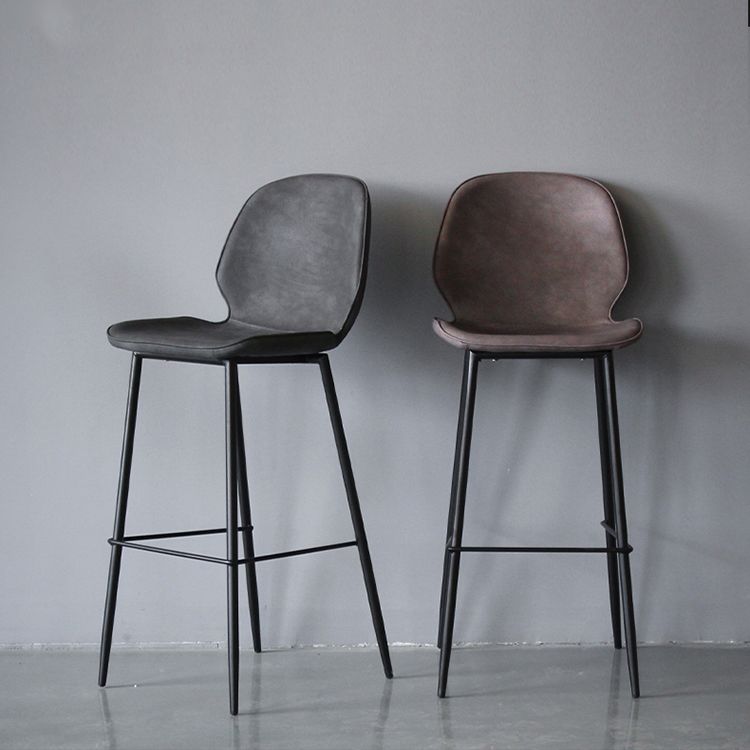 Bucket Footrest Counter Bar Stool Industrial PU Upholstery Low Back Indoor Counter Stool