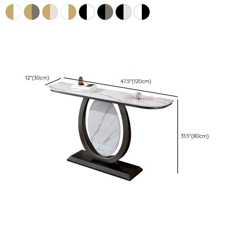 Tavolo accento in pietra glam tavolo divano console mezza luna per sala