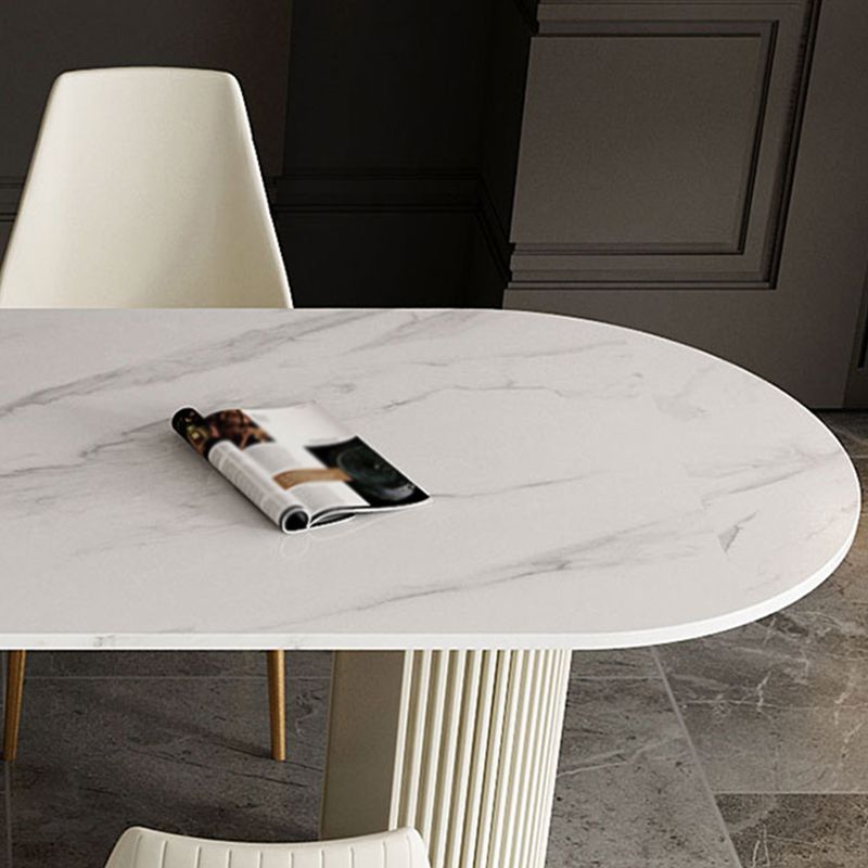 Metal Contemporary Free Form Dining Table Sintered Stone Table for Dining Room Clearhalo ' dining_table' 'Dining Tables & Seating' 'Dining Tables' 'furn' 'furn_dining_table' 'Furniture' 'furniture_dining_table' 'Kitchen & Dining Furniture' 'kitchen&dining_furn' 'kitchen' 'kitchen_dining_table' 1200x1200_3a66a2f6-4d7f-454a-a103-c56b2d2c292d