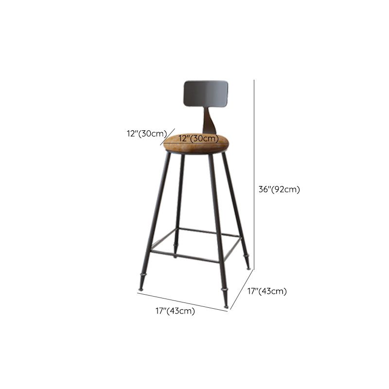 Contemporary Bar Stools Low Back Dining Stools with Black Metal Base