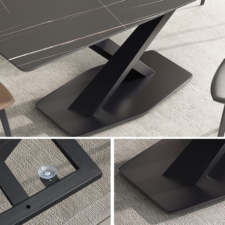 Simple Kitchen Rectangle Shape Dining Table Sintered Stone Dining Table with Pedestal Base Clearhalo ' dining_table' 'Dining Tables & Seating' 'Dining Tables' 'furn' 'furn_dining_table' 'Furniture' 'furniture_dining_table' 'Kitchen & Dining Furniture' 'kitchen&dining_furn' 'kitchen' 'kitchen_dining_table' 1200x1200_3a687a95-0923-4767-bec4-10d4b57138f9