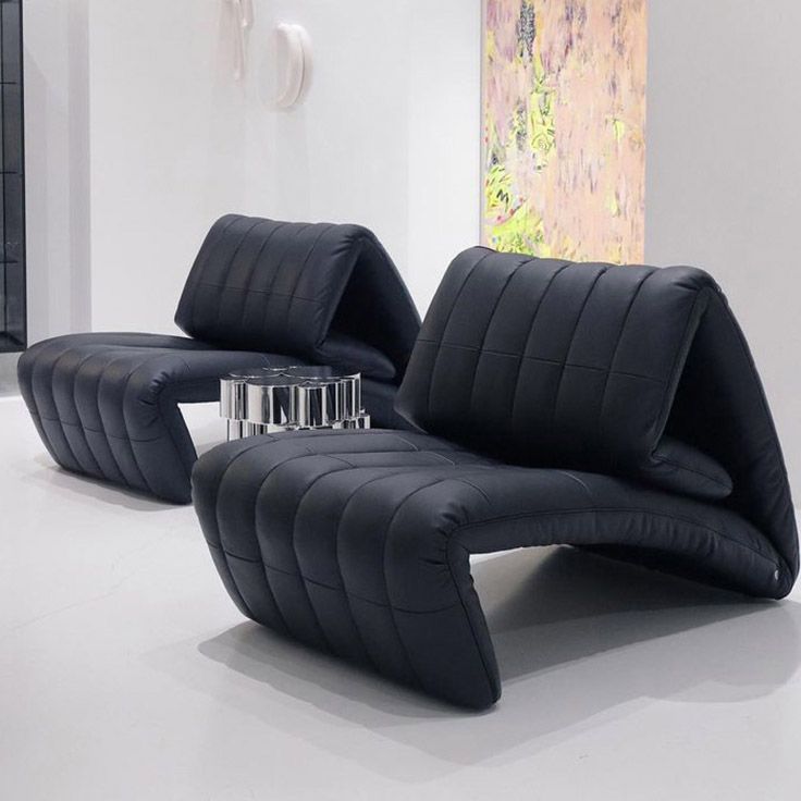 Sedia reclinabile in metallo in cuoio contemporaneo