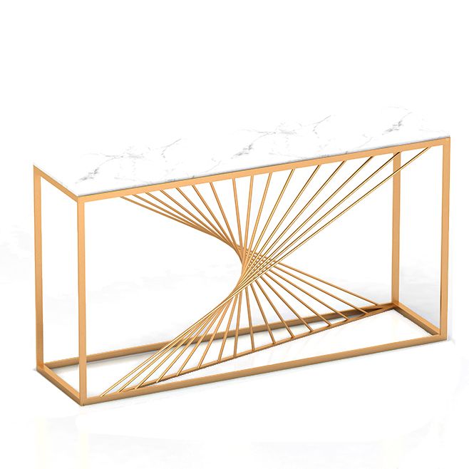 Tavolo da divano console in marmo glam rettangolo console di ferro tavolo per la sala