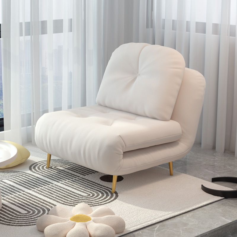 Divano con divano trapuntato glam in tessuto in tessuto convertibile in bianco in bianco