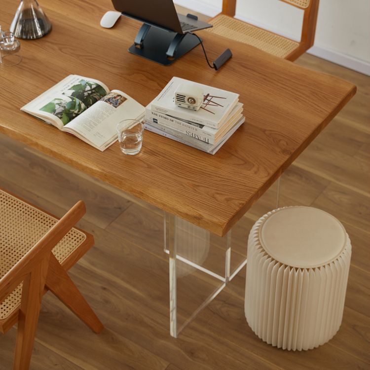 Modern Solid Wood Dining Table Natural Oak Rectangular Top with Double Pedestal Clearhalo 'Dining Tables & Seating' 'Dining Tables' 'dining_table' 'furn' 'furn_dining_table' 'Furniture' 'Kitchen & Dining Furniture' 1200x1200_3a6adefe-90be-43ea-823f-921101f67efb