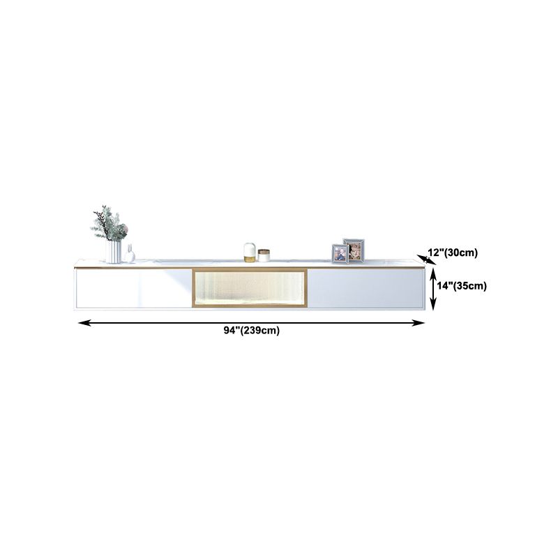 Gabinete de TV de almacenamiento blanco de estilo de piedra estilo glam estilo con 2 cajones