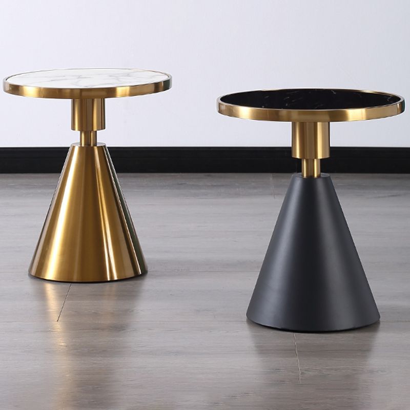 Tavolino contemporaneo di marmo rotondo in marmo/pietra - 21,65 "H