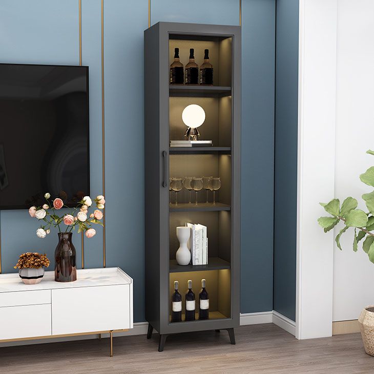 Contemporary Display Stand Faux Wood Glass Doors Storage Cabinet with Door Clearhalo 'Display & China Cabinets' 'display_china_cabinets' 'furn' 'furn_display_china_cabinets' 'Furniture' 'Kitchen & Dining Furniture' 1200x1200_3a6e6efc-f8d1-4018-ac6d-5e06b591f204