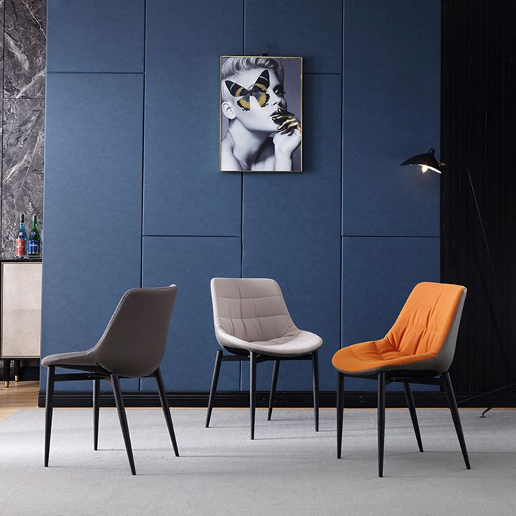 Industrial Metal Dining Room Chairs Armless Faux Leather Dining Chairs for Restaurant Use Clearhalo ' kitchen&dining_furn' 'Dining Chairs' 'Dining Tables & Seating' 'dining_chair' 'furn' 'furn_dining_chair' 'Furniture' 'furniture_dining_chair' 'Kitchen & Dining Furniture' 'kitchen' 1200x1200_3a6fca01-017a-456b-b1a4-a0b634b90199