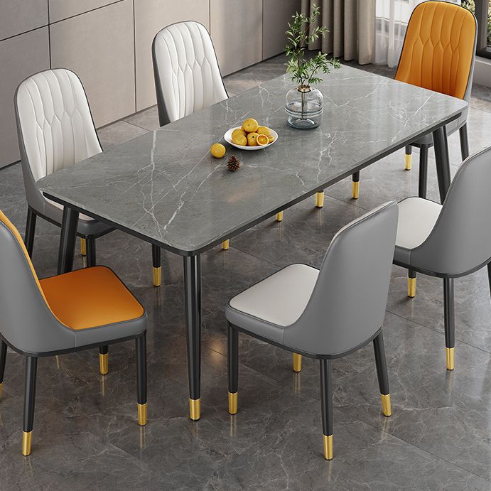 Metal 4 Legs Dining Table Contemporary Rectangle Stone Top Dining Table for Living Room Clearhalo 'Dining Tables & Seating' 'Dining Tables' 'dining_table' 'furn' 'furn_dining_table' 'Furniture' 'furniture_dining_table' 'Kitchen & Dining Furniture' 'kitchen' 'kitchen_dining_table' 1200x1200_3a6fd957-64fa-4f4f-b0cd-e9a4b46f10ea