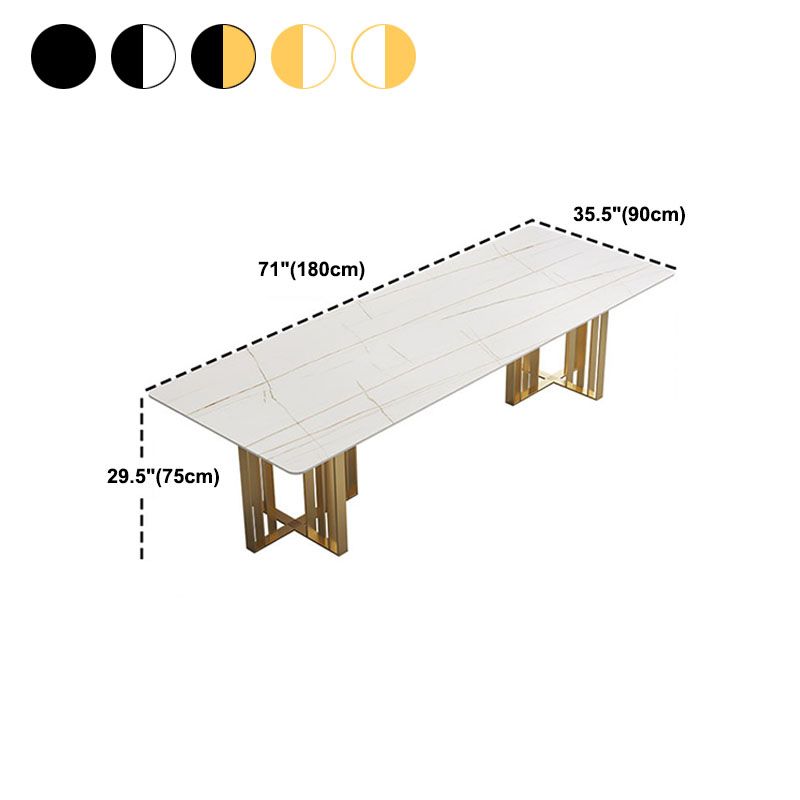 Table à manger de style industriel Table rectangulaire en pierre frittée pour salle à manger