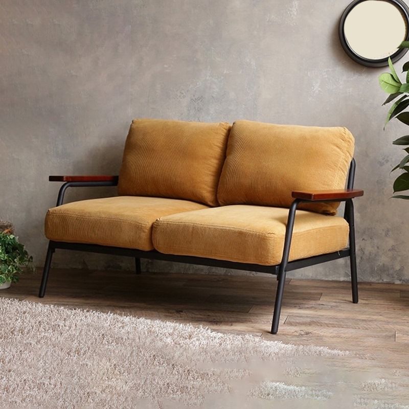 Contemporary Fabric Standard Settee Cushions Square Arm Sofa