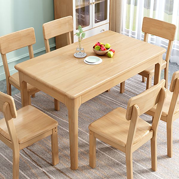 Modern Style Rubberwood Dining Table Rectangle Table with 4 Legs for Home Clearhalo ' dining_table' 'Dining Tables & Seating' 'Dining Tables' 'furn' 'furn_dining_table' 'Furniture' 'furniture_dining_table' 'Kitchen & Dining Furniture' 'kitchen&dining_furn' 'kitchen' 'kitchen_dining_table' 1200x1200_3a71655a-7ba6-475f-b2f6-61c959f38424