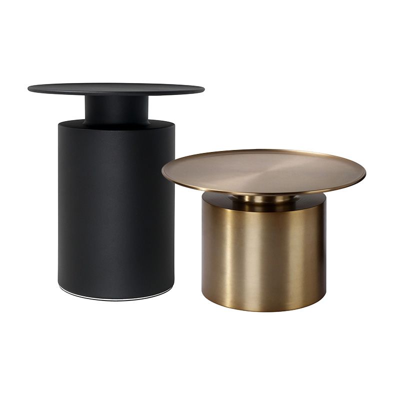 Mesa de café de selección de color de color de metal base de pedestal de estilo moderno de mediados de siglo