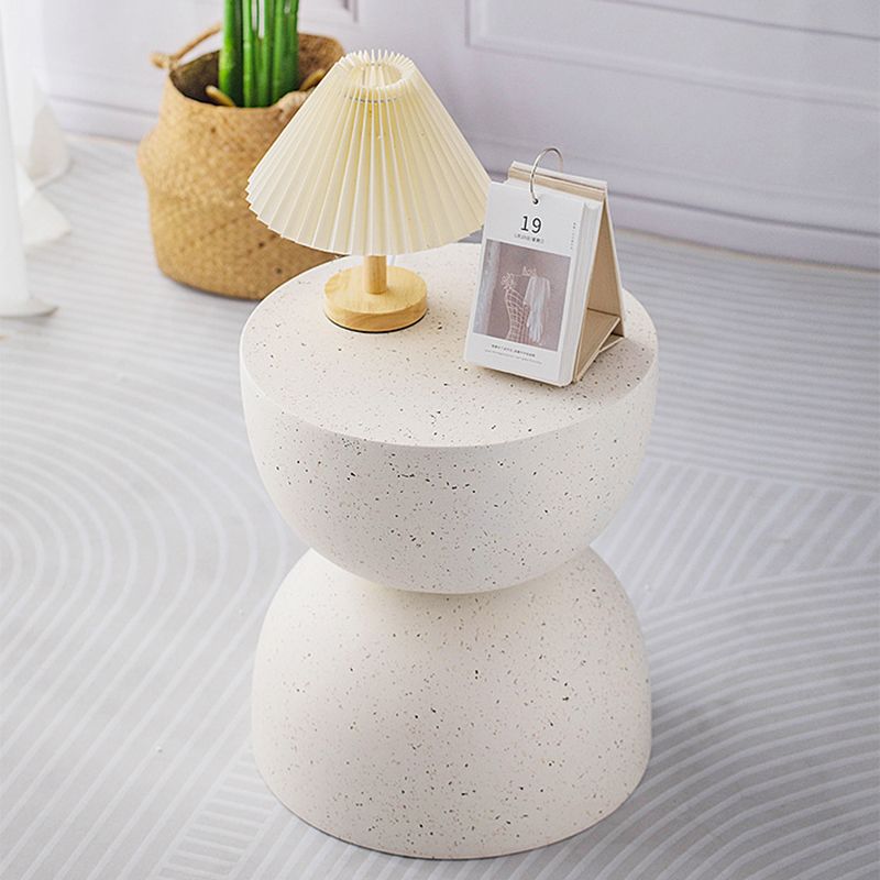 Double Semicircle Shape Side End Snack Table White Cement Corner Table