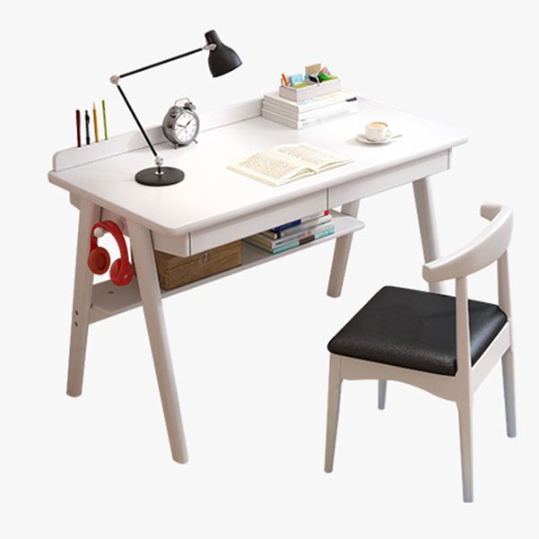 Modern Solid Wood Office Desk 2-drawer Rectangular Secretary Desk Clearhalo 'furn' 'furn_office_desk' 'Furniture' 'Office Desks' 'Office Furniture' 'office_desk' 1200x1200_3a72e2dd-88de-4935-b304-c8ad84d560ab