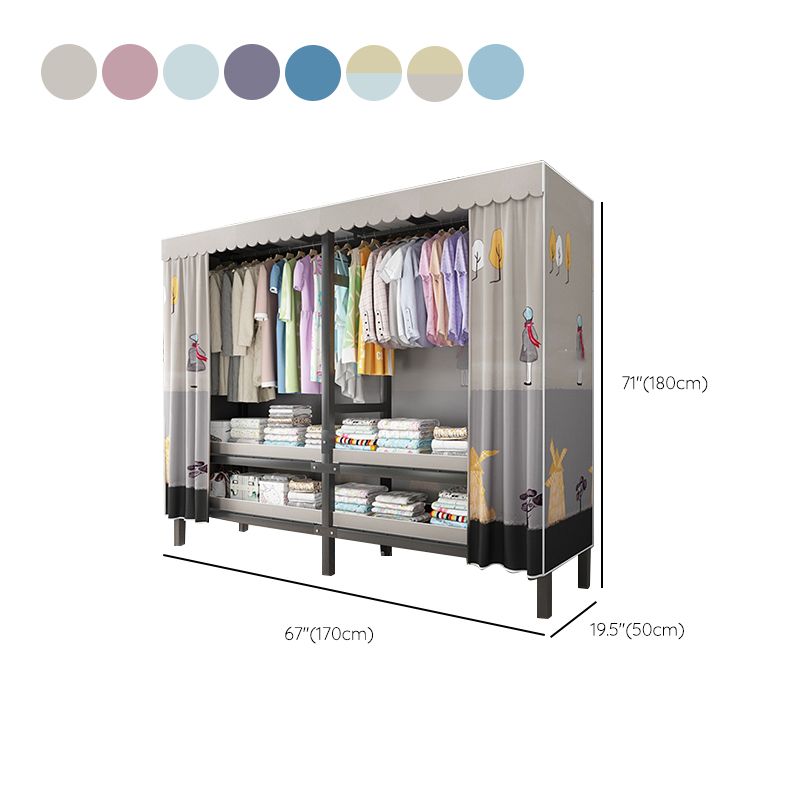 Foldable Freestanding Wardrobe Metal Frame Multifunctional Wardrobe Clearhalo 'Armoires & Wardrobes' 'armoires_wardrobes' 'Bedroom Furniture' 'furn' 'furn_armoires_wardrobes' 'Furniture' 1200x1200_3a756fca-aea3-4edc-9917-46d8a76dcfd0