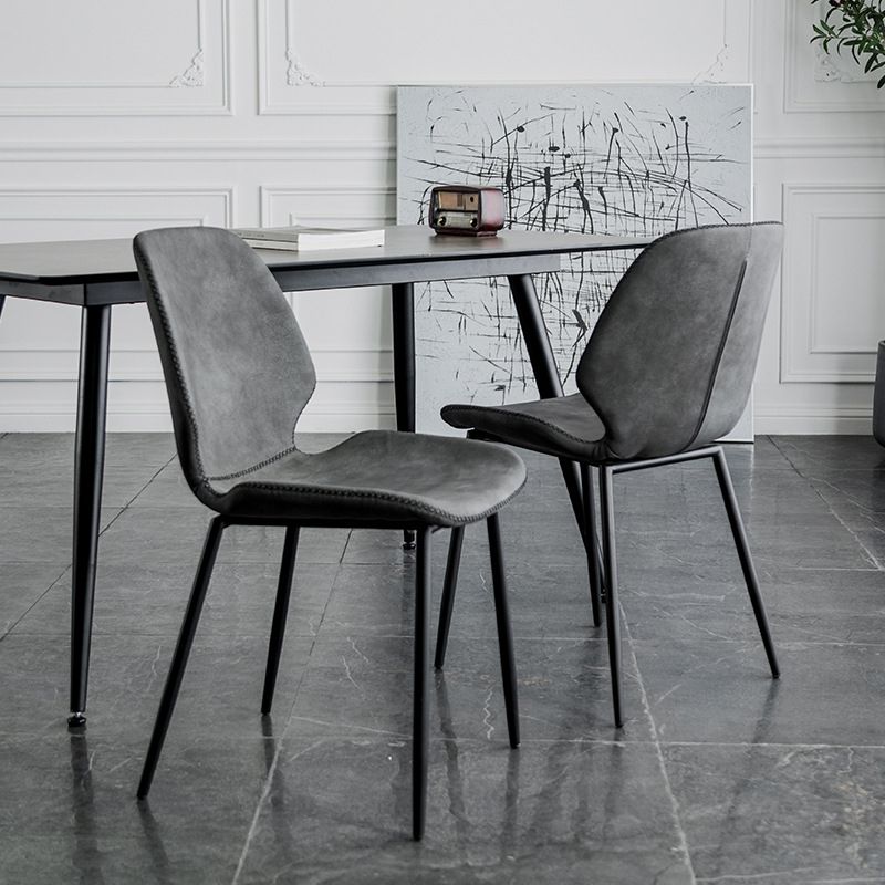 Modern Metal Dining Side Chair Solid Back Dining Armless Chair for Restaurant Use Clearhalo ' kitchen&dining_furn' 'Dining Chairs' 'Dining Tables & Seating' 'dining_chair' 'furn' 'furn_dining_chair' 'Furniture' 'furniture_dining_chair' 'Kitchen & Dining Furniture' 'kitchen' 1200x1200_3a75f5ea-7f33-45c6-a04a-310011fe7b55