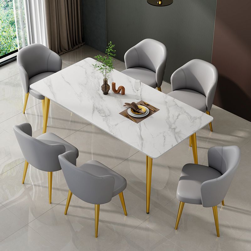 Glam Sintered Stone Kitchen Dining Table White Kitchen Dining Table with 4 Legs Base Clearhalo ' dining_table' 'Dining Tables & Seating' 'Dining Tables' 'furn' 'furn_dining_table' 'Furniture' 'furniture_dining_table' 'Kitchen & Dining Furniture' 'kitchen&dining_furn' 'kitchen' 'kitchen_dining_table' 1200x1200_3a7732ce-6c39-494e-bd0e-8ccbc4adc83d