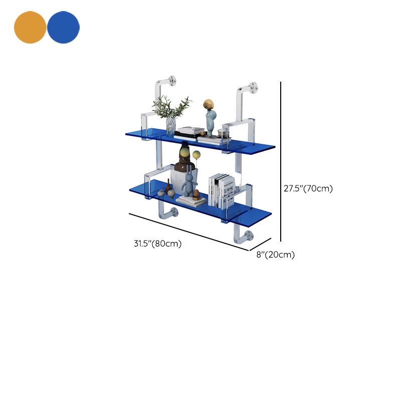 Closed Back Wall Mounted Bookshelf Modern Style Acrylic Bookcase