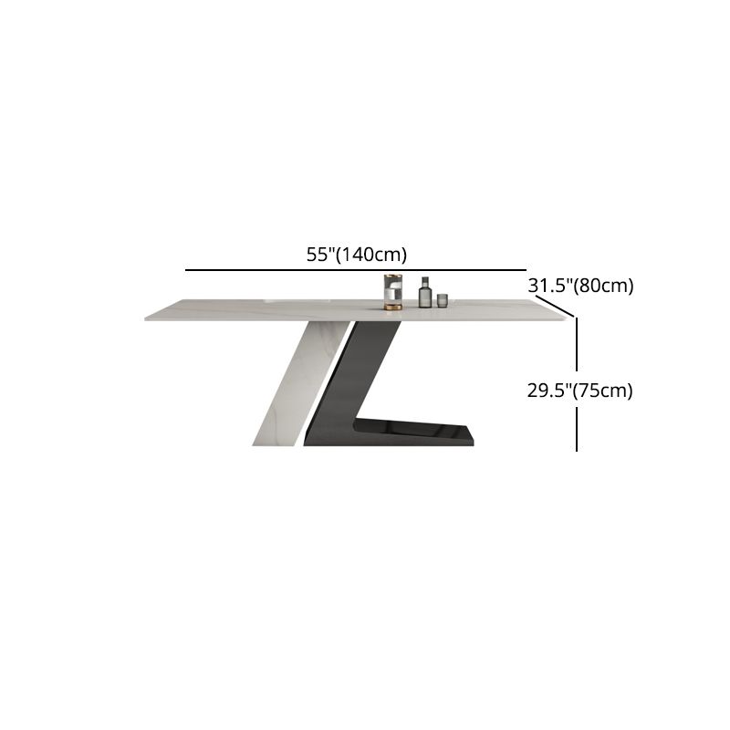 Designer Style 1/2/5/7 Pieces Sintered Stone Dining Set Rectangle White Table with Chairs Clearhalo 'Dining Room Sets' 'Dining Tables & Seating' 'dining_room_set' 'furn' 'furn_dining_room_set' 'Furniture' 'furniture_dining_room_set' 'Kitchen & Dining Furniture' 1200x1200_3a7a17c5-fa99-431f-9d96-9d474c04f643