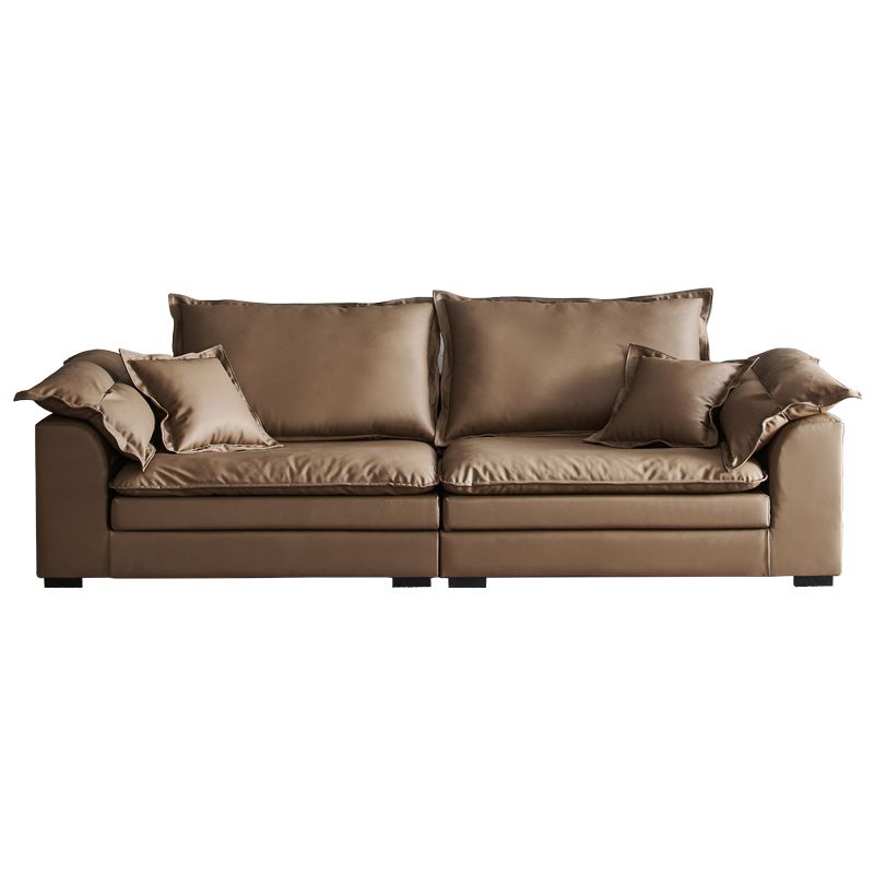 Pillow Top Arm Faux Leather Sette Nordic Down Fill Cushions Sofa with Pillows