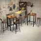 Industrial 1/3/4/5 Pieces Bar Table Set Square Pine Wood Counter Table with Stools