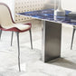 Mesa de comedor fija de piedra rectangular estilo simplicidad con pedestal doble