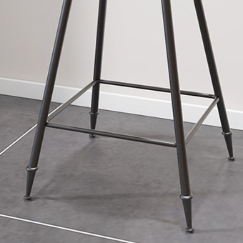 Contemporary Bar Stools Low Back Dining Stools with Black Metal Base