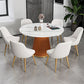 Glam Stone Round Dining Table with Pedestal Table for Dining Room