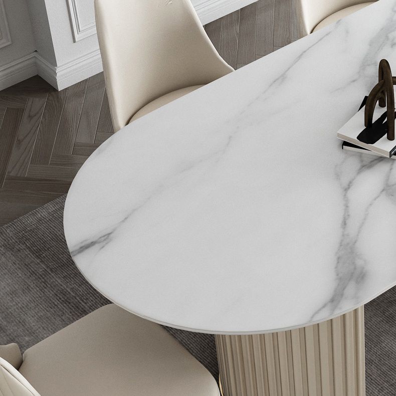 Modern Style Sintered Stone Dining Table Set Oval 1/4/5/7 Pieces Dining Set for Home Use