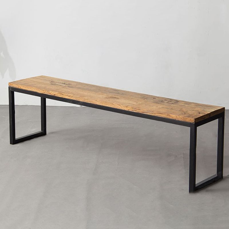 Contemporary Solid Wood Bench Brown Seating Bench with Metal Base Clearhalo 'Benches' 'Chairs & Seating' 'furn' 'furn_benches' 'Furniture' 'Living Room Furniture' 1200x1200_3a84c0d1-12c3-4894-be0b-8fc0a7630bc4