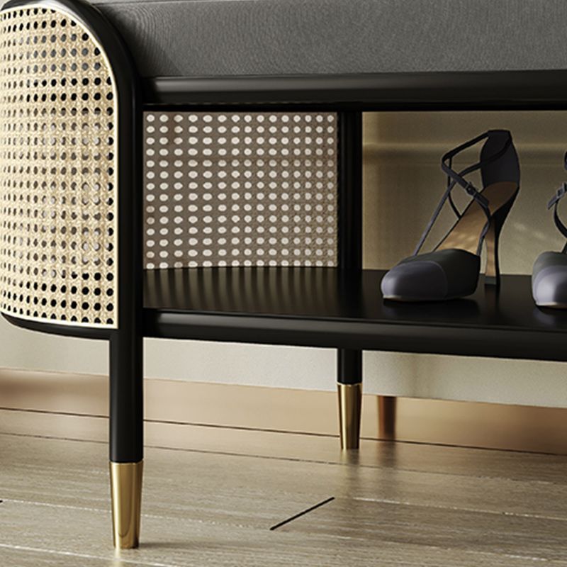 Banco de entrada de color sólido moderno Banco gris tapizado con almacenamiento con almacenamiento