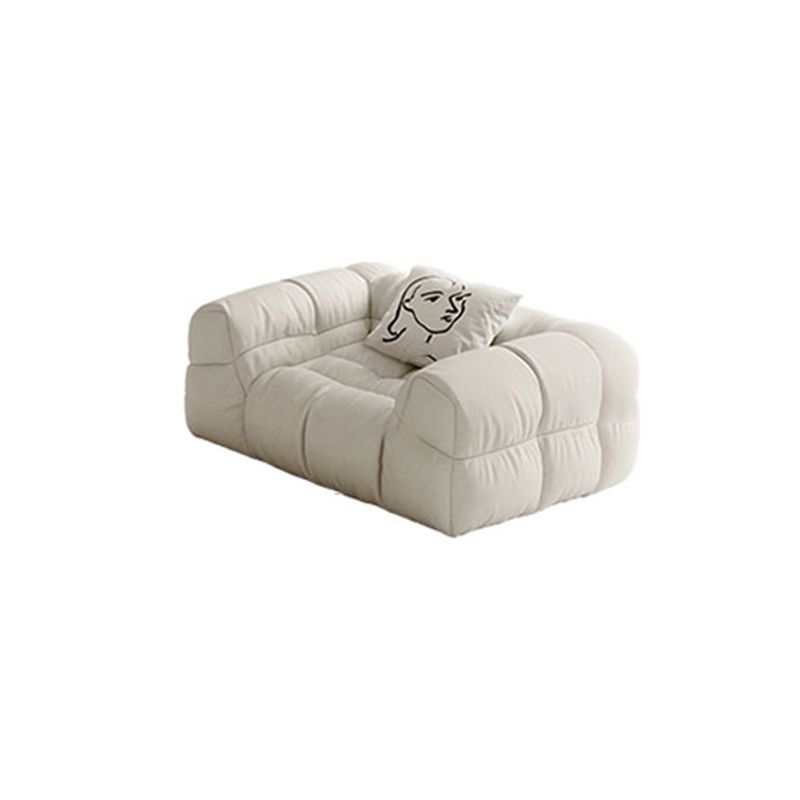 Contemporary White Button-tufted Sofa Tuxedo Arm Living Room Settee
