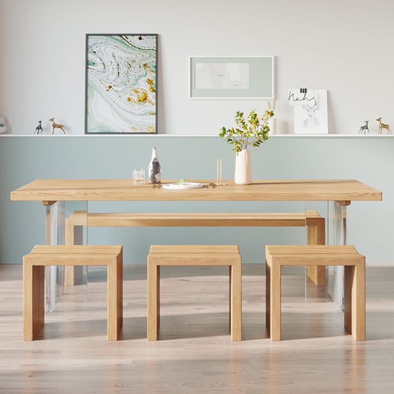 Modern Wood Top Dining Table Double Pedestal Table for Kitchen Clearhalo 'Dining Tables & Seating' 'Dining Tables' 'dining_table' 'furn' 'furn_dining_table' 'Furniture' 'Kitchen & Dining Furniture' 1200x1200_3a86ae71-57dd-454c-b56f-355331a55bcd