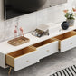 Stand de Wood TV Stand de estilo glamoroso Consola de TV de almacenamiento cerrado de color blanco con cajones