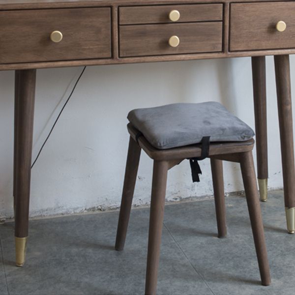 Solid Wood Brown Bedroom Lighted Mirror Vanity Dressing Table