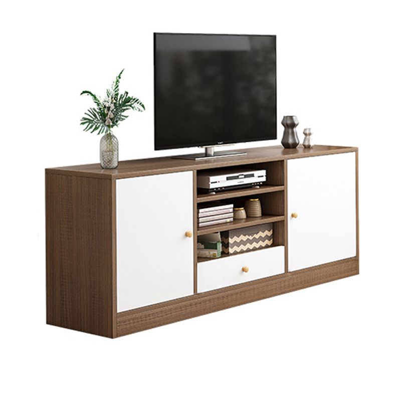 Mobile porta TV in legno in stile scandinavo, consolle porta TV con ripiani e ripiani