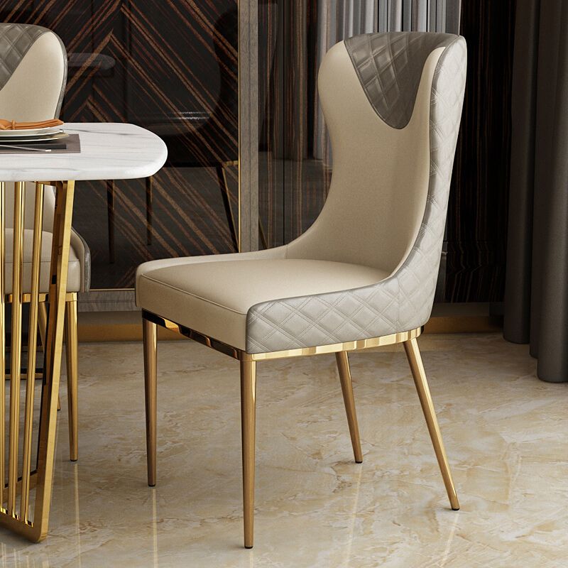 Glam Faux Leather Dining Chairs Metal Dining Room Chairs for Home Use Clearhalo 'Dining Chairs' 'Dining Tables & Seating' 'dining_chair' 'furn' 'furn_dining_chair' 'Furniture' 'Kitchen & Dining Furniture' 1200x1200_3a8e44bd-0930-4481-b316-2fb7cbecedd8